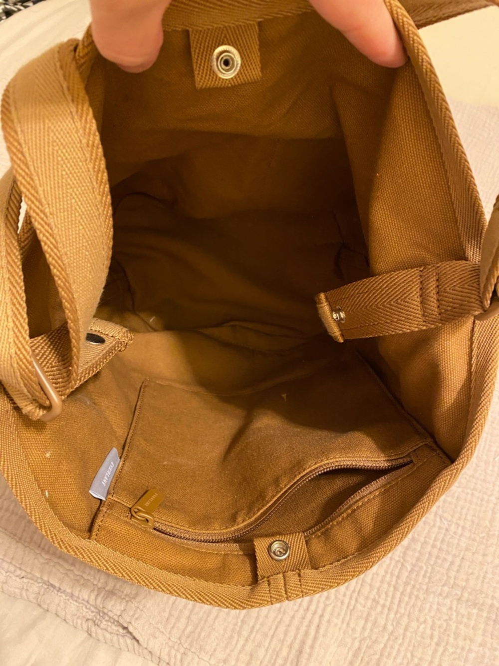 Everlane Canvas Tote Shoulder Bag In Camel. View 3